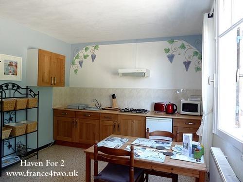 Kitchen at your haven for 2 overlooking garden